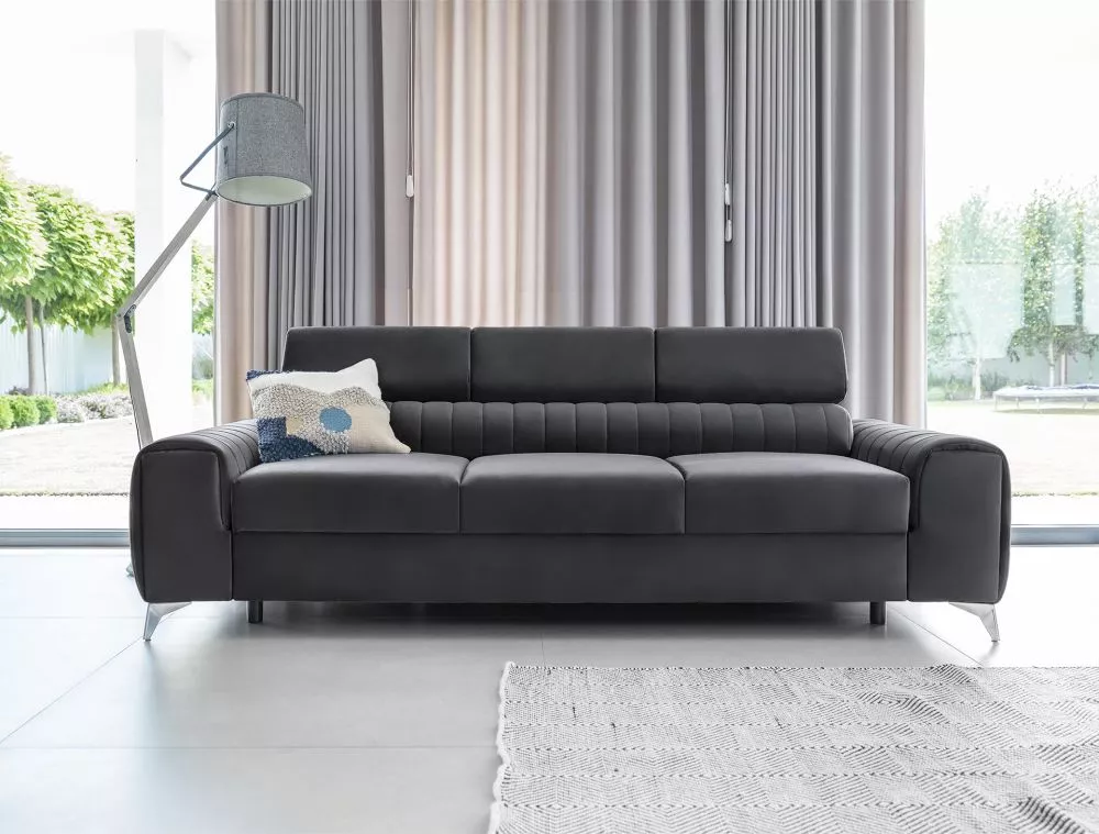 Dīvāns Laurence 3S Standard · Grafīts · 97 × 260 × 75 cm