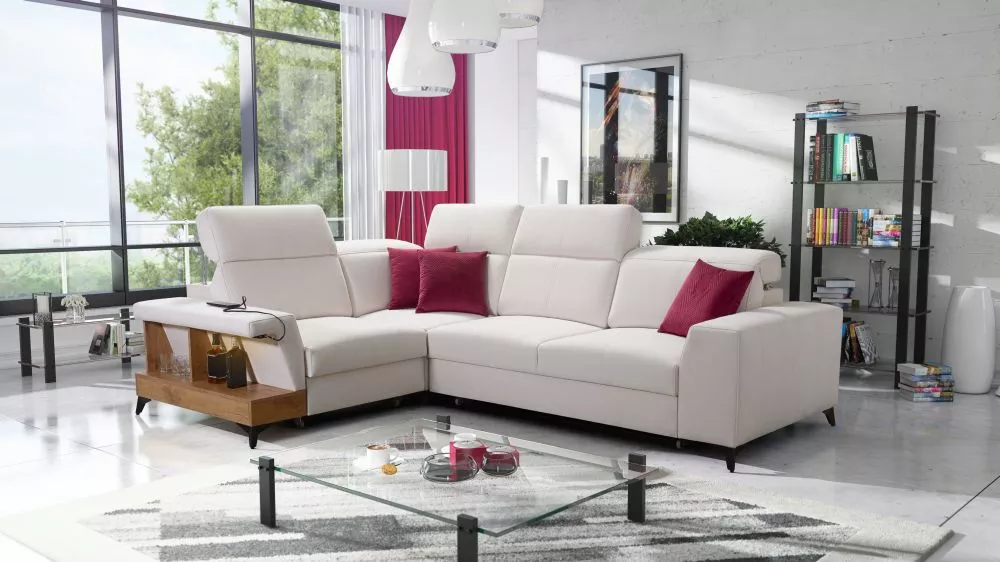 Dīvāns Belutti 2 Lancelot Standard ar LED · Krēma · 212 × 288 × 84 cm