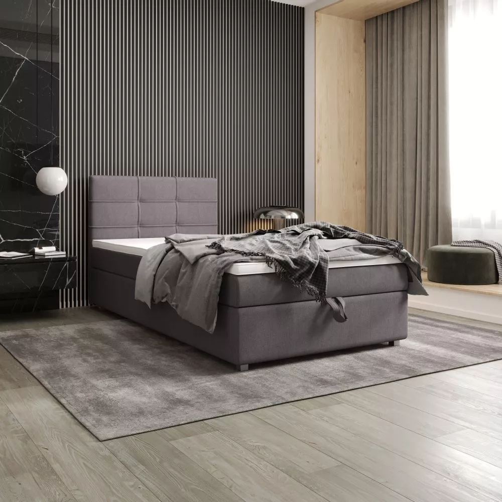 Gulta Fado 1 P Boxspring Standard Guļamvietas platums: 120 cm, Guļamvietas garums: 200 cm, · Pelēks · 120 × 205 × 102 cm