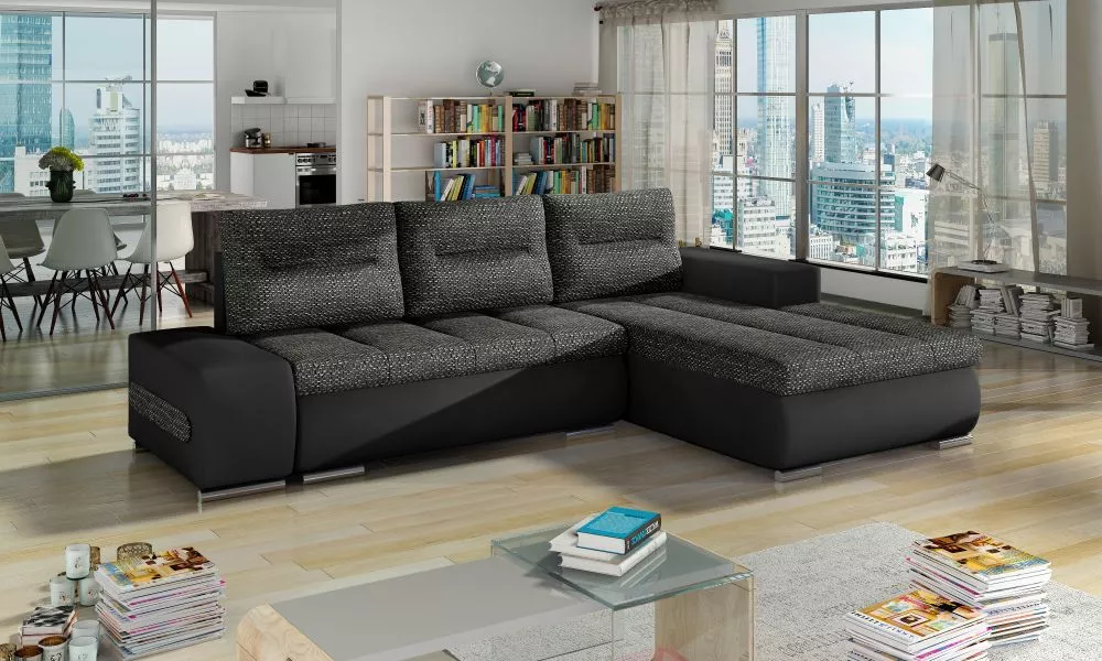 Dīvāns Ottavio Lux standard · Grafīts + melns · 180 × 275 × 85 cm