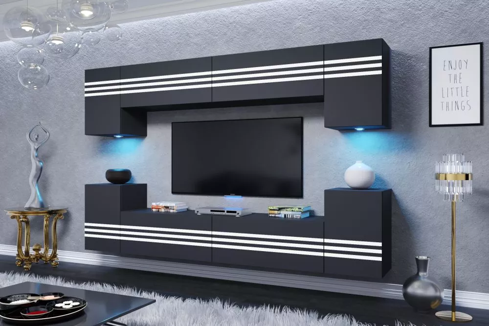 Sekcija Cereo ar LED · Antracīts · 240 × 35 × 170 cm