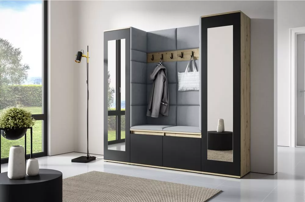 Apavu plaukts Emi 31 Trinity Korpusa krāsa: ozols artisan + melns, · 190 × 185 × 40 cm