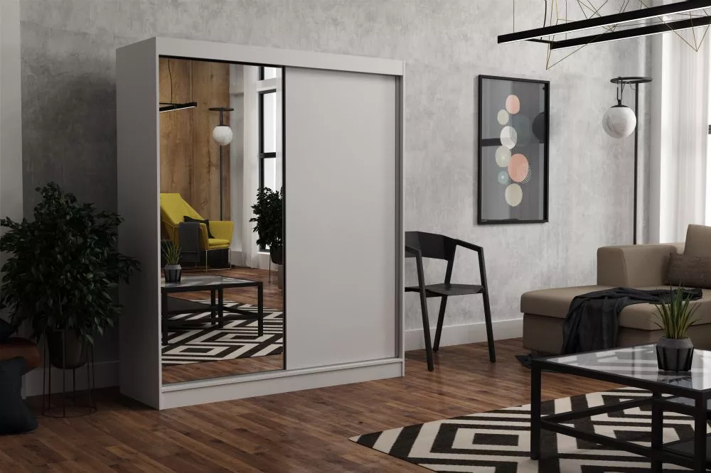 Skapis John Mirror · Balts · 180 × 60 × 215 cm