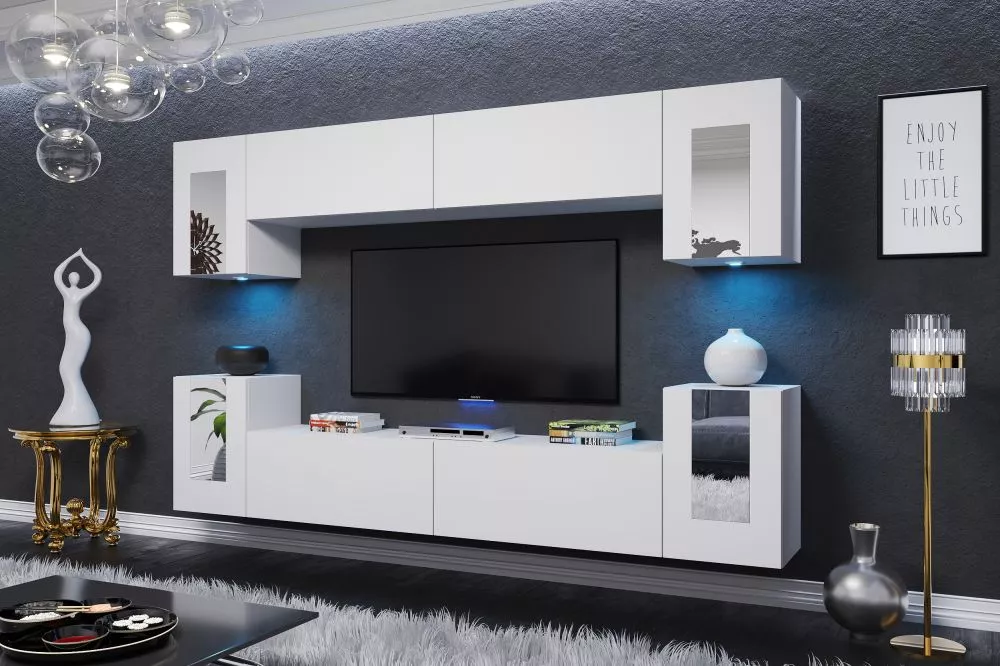 Sekcija Jaman ar LED · Balts · 240 × 35 × 170 cm