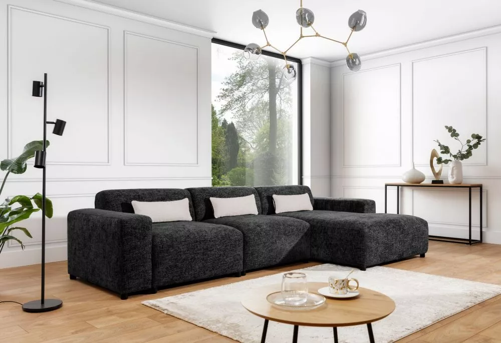 Dīvāns Roma Max Corner Standard · Melns · 165 × 331 × 75 cm