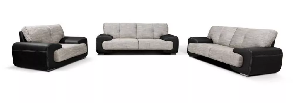 Komplekts Margo 3S+2S+1S Standard · Gaiši pelēks + melns · 100 × 230 × 90 cm