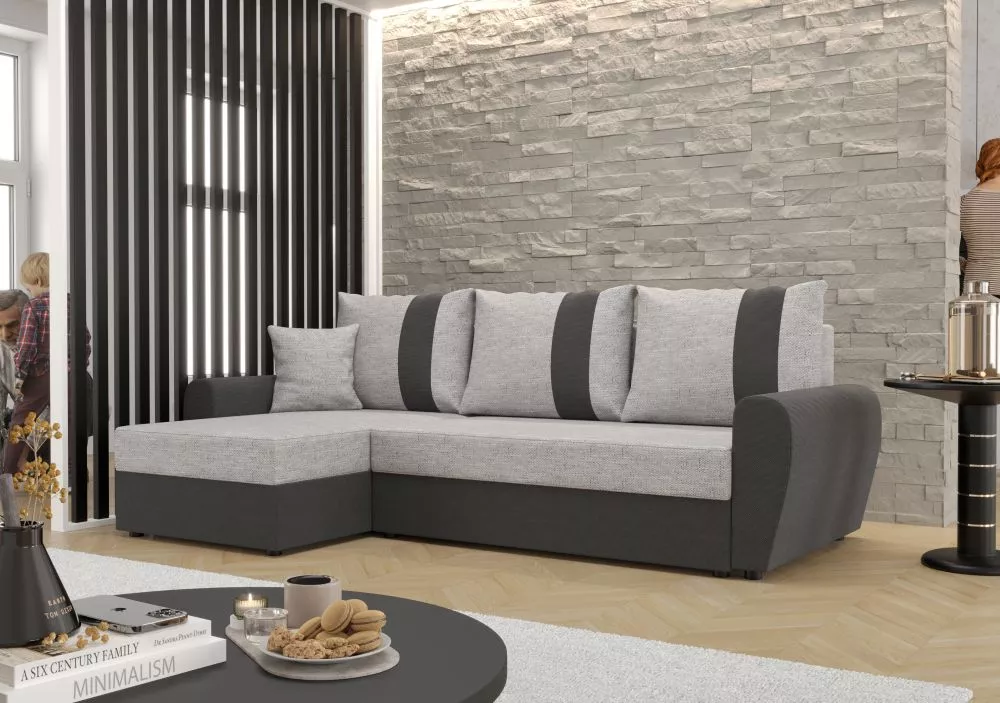 Dīvāns Davos L standard · Gaiši pelēks + tumši pelēks · 140 × 230 × 89 cm
