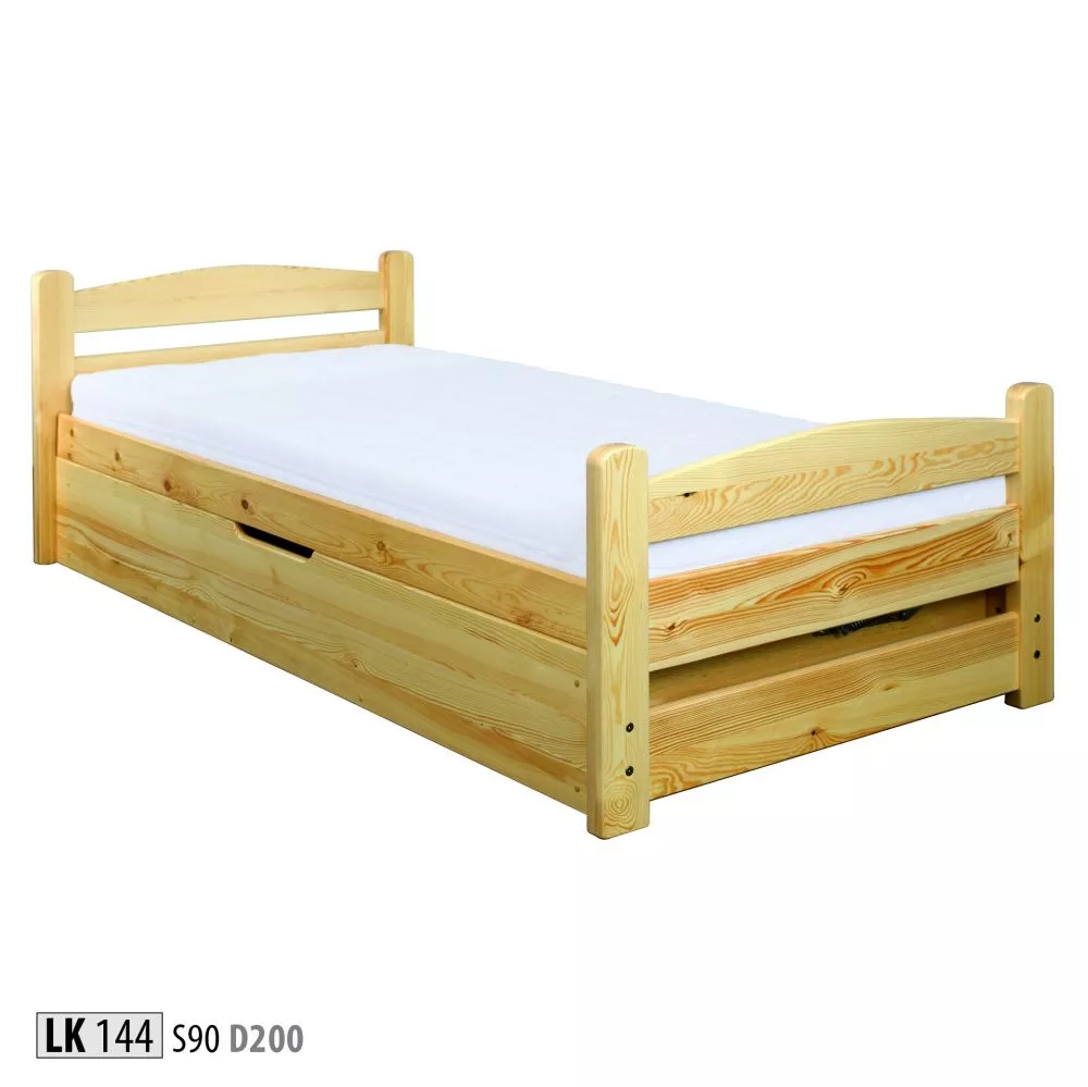 Gulta LK 144 ar stelāžu Kājiņu izmērs: 9x4 cm, Guļamvietas platums: 90 cm, Guļamvietas garums: 200 cm, stelāžas tips: ko
