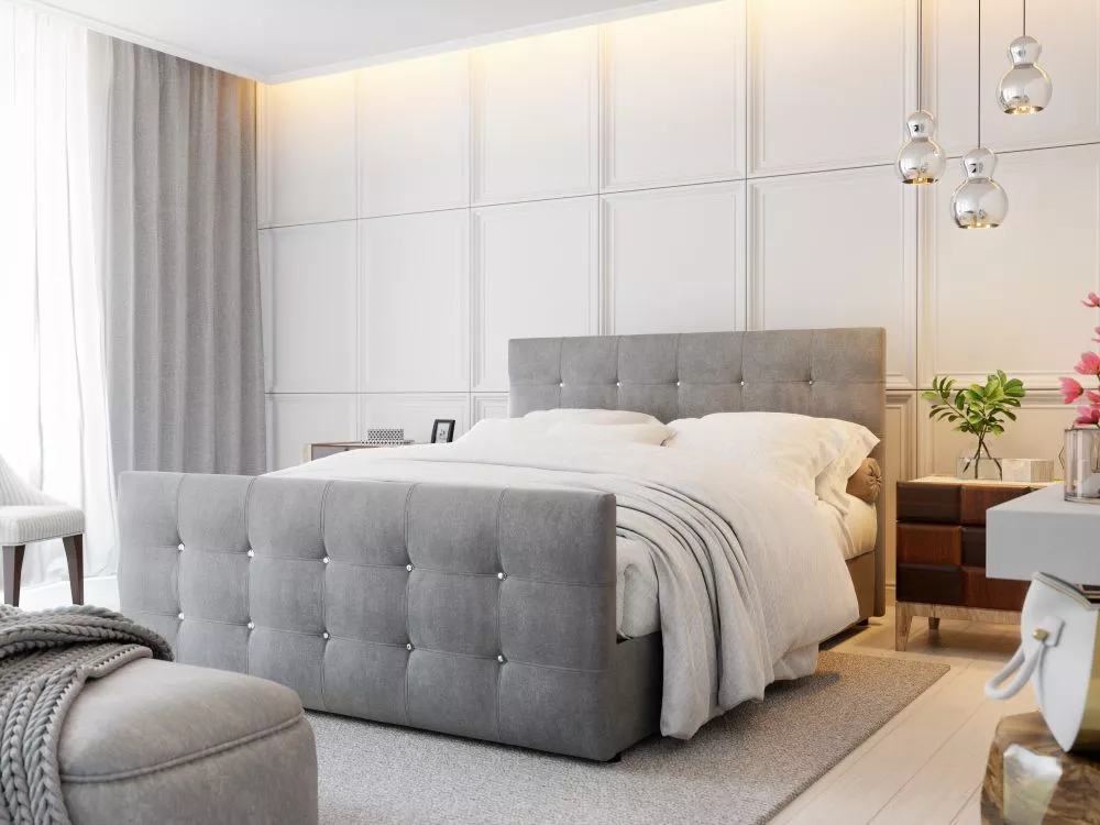 Gulta Kleo Boxspring standard Guļamvietas platums: 140 cm, Guļamvietas garums: 200 cm, · Pelēks · 145 × 216 × 106 cm
