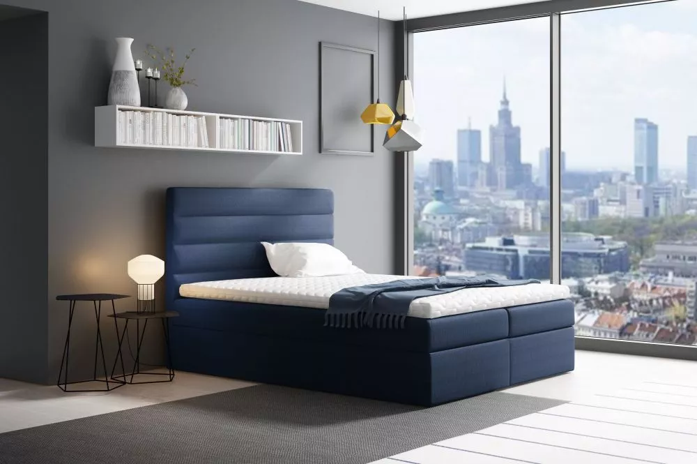 Gulta Velar Boxspring Premium Standard Guļamvietas platums: 160 cm, Guļamvietas garums: 200 cm, · Tumši zils · 164 × 208