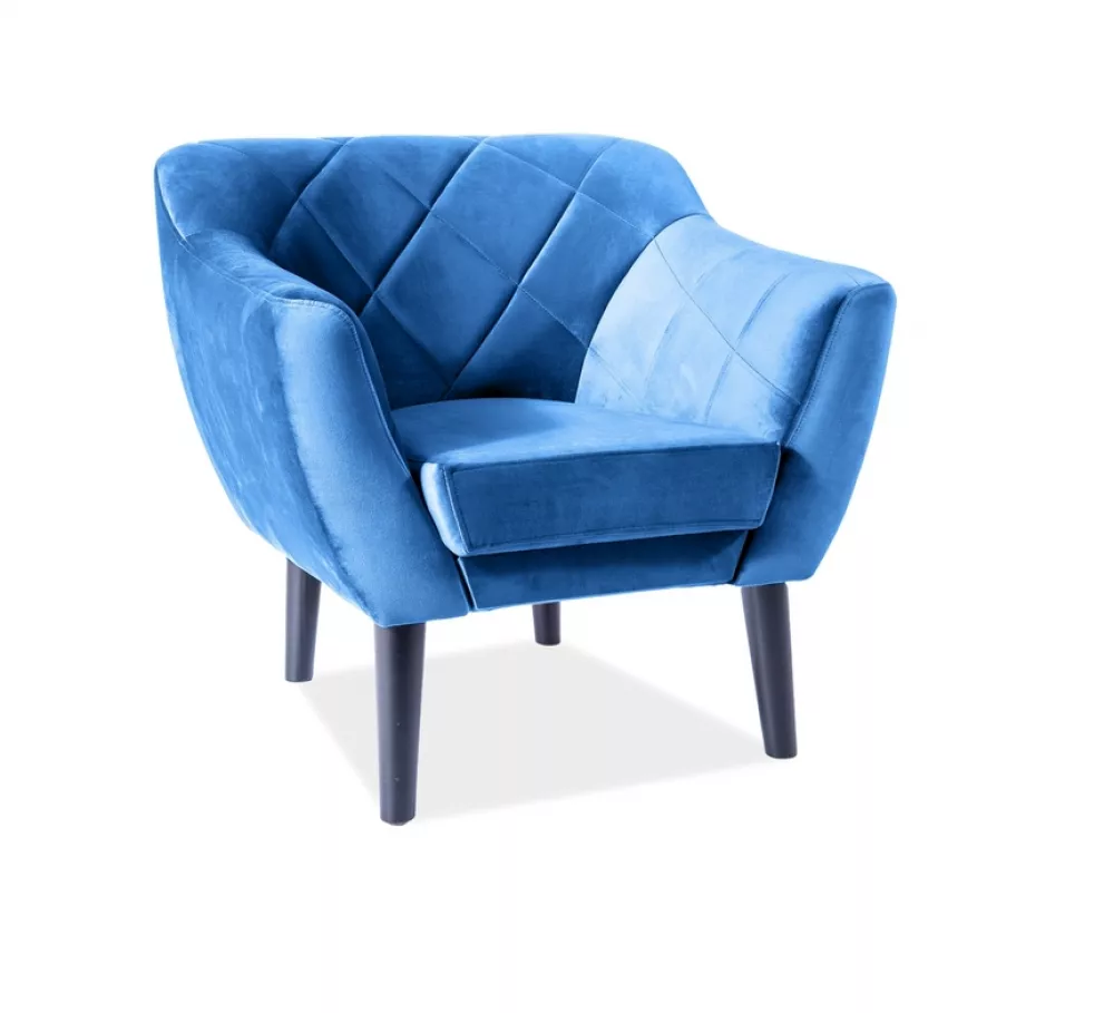 Mīksts krēsls Karo 1 Velvet Sēdvietas dziļums: 54 cm, · Tumši zils · 78 × 75 × 76 cm