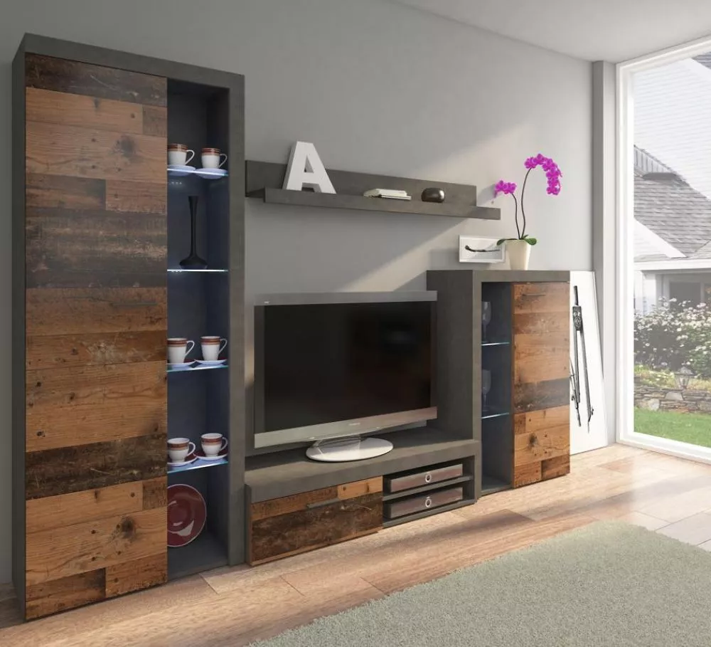 Sekcija Rumba ar LED Korpusa krāsa: tumšais betons, · 270 × 40.2 × 190 cm