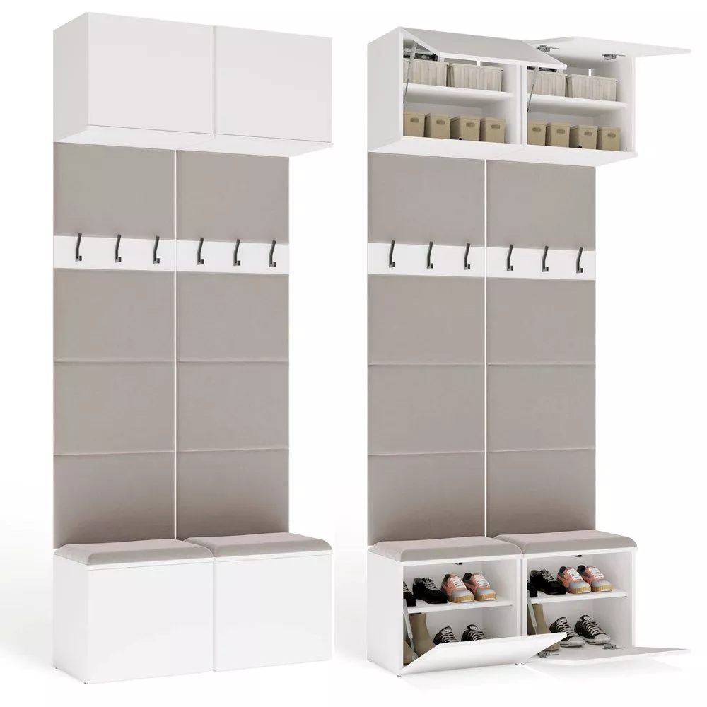 Koridora iekārta Haga Set 2W · Balts · 100 × 35 × 238 cm