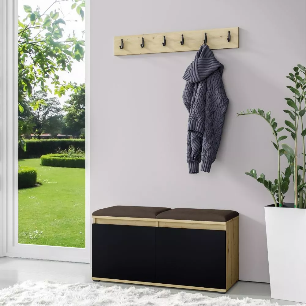 Apavu plaukts Emi 5 Trinity Korpusa krāsa: ozols artisan + melns, · 100 × 40 cm