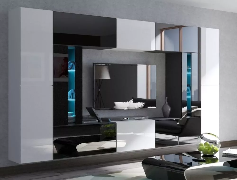 Sekcija Next 67 gloss ar LED Korpusa krāsa: balts, · 300 × 35 × 166 cm