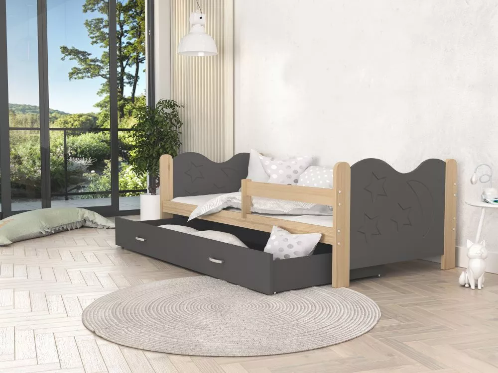 Bērnu gulta Mikolaj 80x190 ar stelāžu Guļamvietas platums: 80 cm, Guļamvietas garums: 190 cm, · 86 × 194 × 62 cm