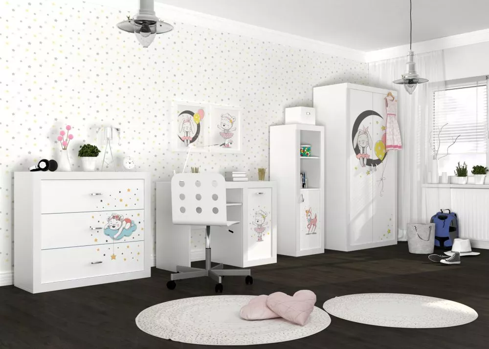 Komplekts Filip Girl Bear Set Zīmējums: Girl Bear, · Balts · 190 cm