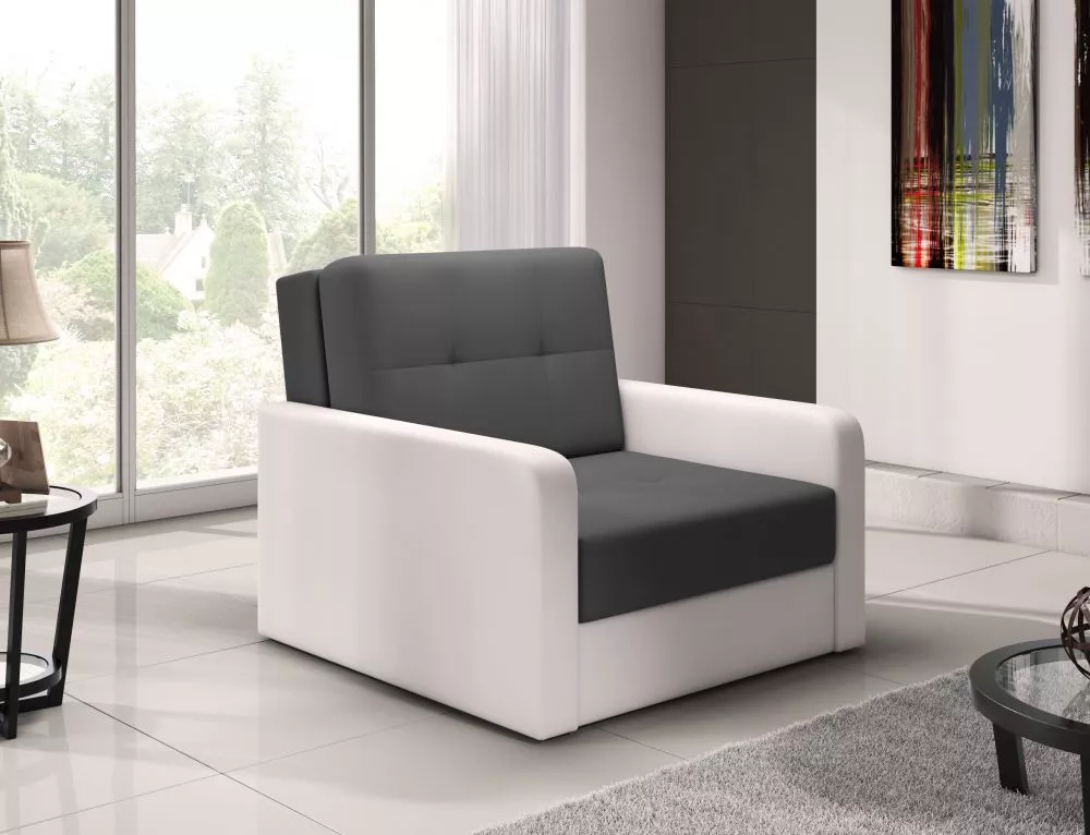 Mīksts krēsls Top 1 Standard · Tumši pelēks + balts · 104 × 104 × 92 cm