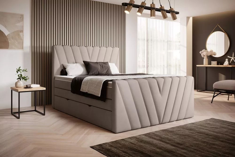 Gulta Candice Boxspring standard Guļamvietas platums: 180 cm, Guļamvietas garums: 200 cm, · Kapučino · 180 × 220 × 133 c