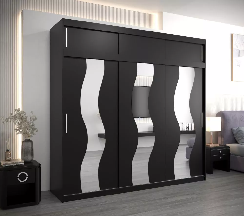 Skapis Sewilla Plus · Melns · 250 × 62 × 240 cm