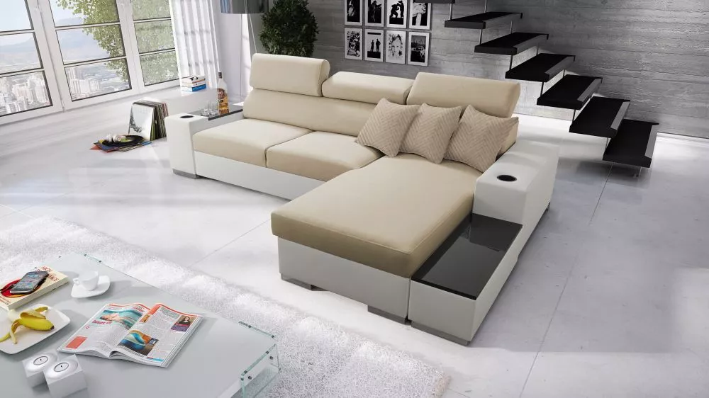 Dīvāns Perseo 1 Mini Eco Standard · Krēms + balts · 170 × 274 × 95 cm