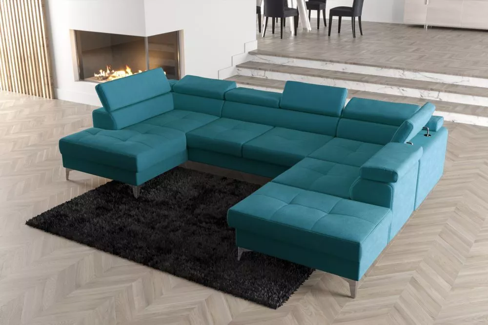 Dīvāns Toscania Max 2 standard · Tirkīzs · 220 × 350 × 78 cm