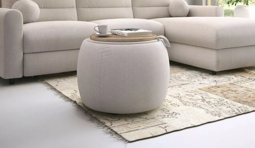 Pufs Fiord Pouf standard Auduma numurs: Rebel 25, · Bēšs · 56 × 39 × 56 cm