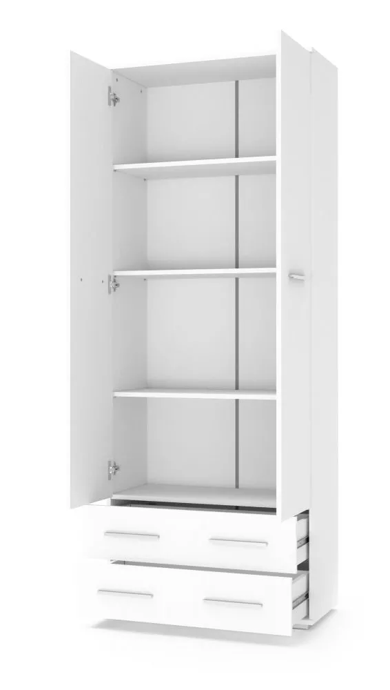 Grāmatu skapis Lima REG-2 Korpusa krāsa: balts, Elementu krāsa: balts, · 77 × 40 × 200 cm