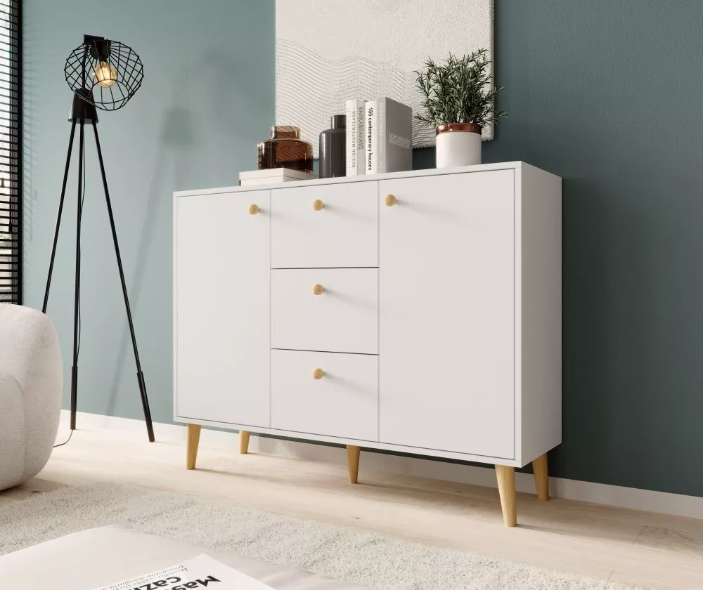 Kumode Besa Beech · Balts · 120 × 35 × 93 cm