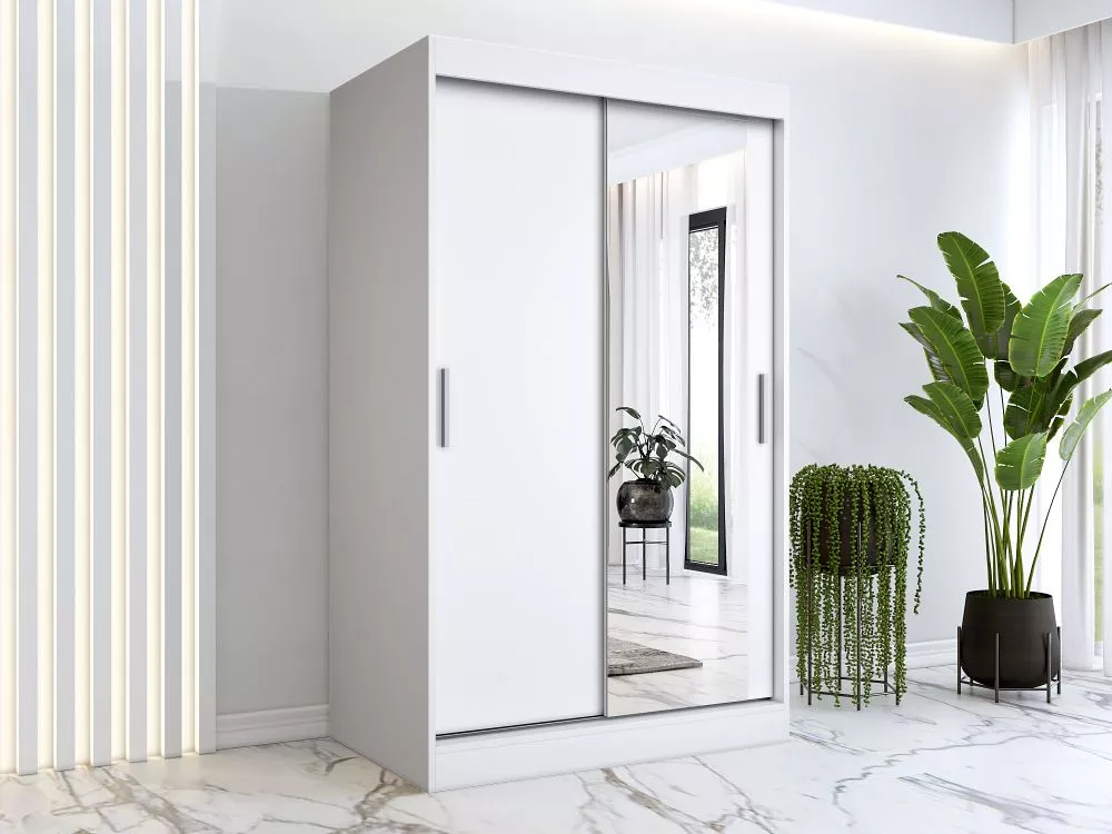 Skapis Hugo Mirror · Balts · 120 × 60 × 200 cm