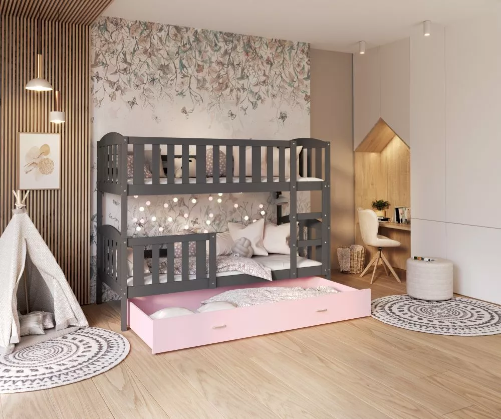 Bērnu gulta Kubus MDF 80x190 ar stelāžām Guļamvietas platums: 80 cm, Guļamvietas garums: 190 cm, · 86 × 198 × 158 cm