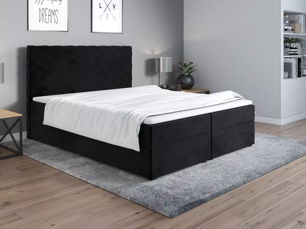 Gulta Classic 2 Boxspring standard Guļamvietas platums: 140 cm, Guļamvietas garums: 200 cm, · Melns · 140 × 209 × 115 cm