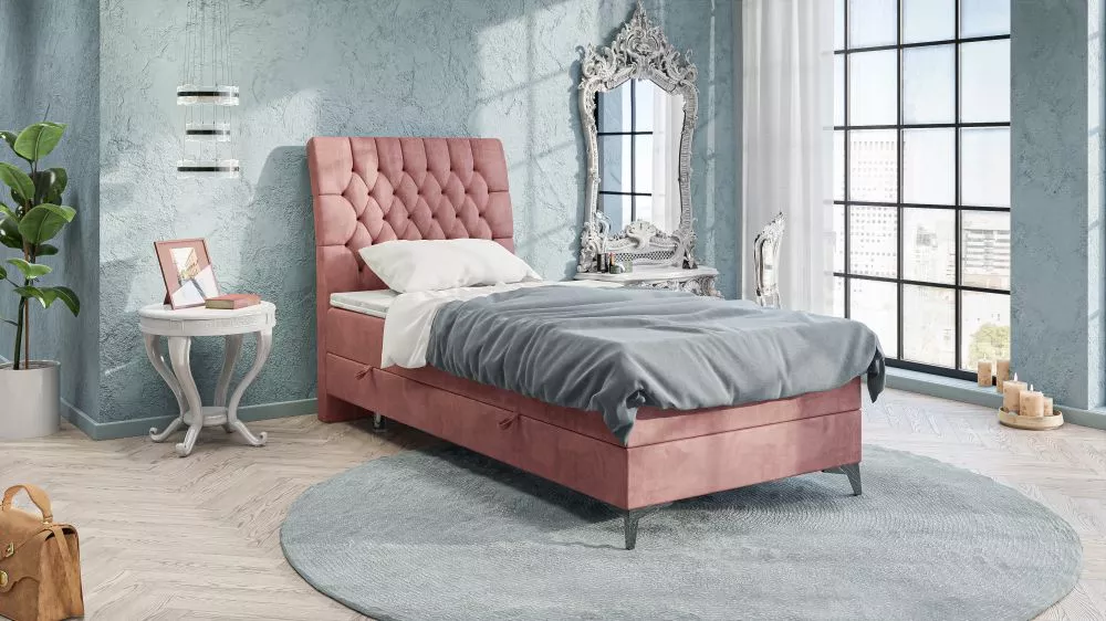 Gulta Molly 90x200 Plus Boxspring Standard Guļamvietas platums: 90 cm, Guļamvietas garums: 200 cm, · Rozā · 90 × 215 × 1