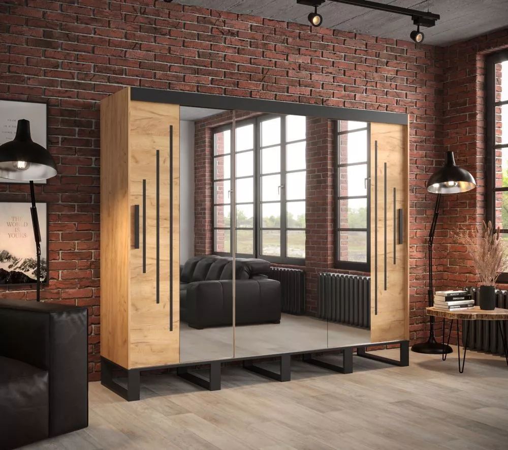 Skapis Loft Y2 · Ozols craft zelts · 250 × 62 × 212 cm