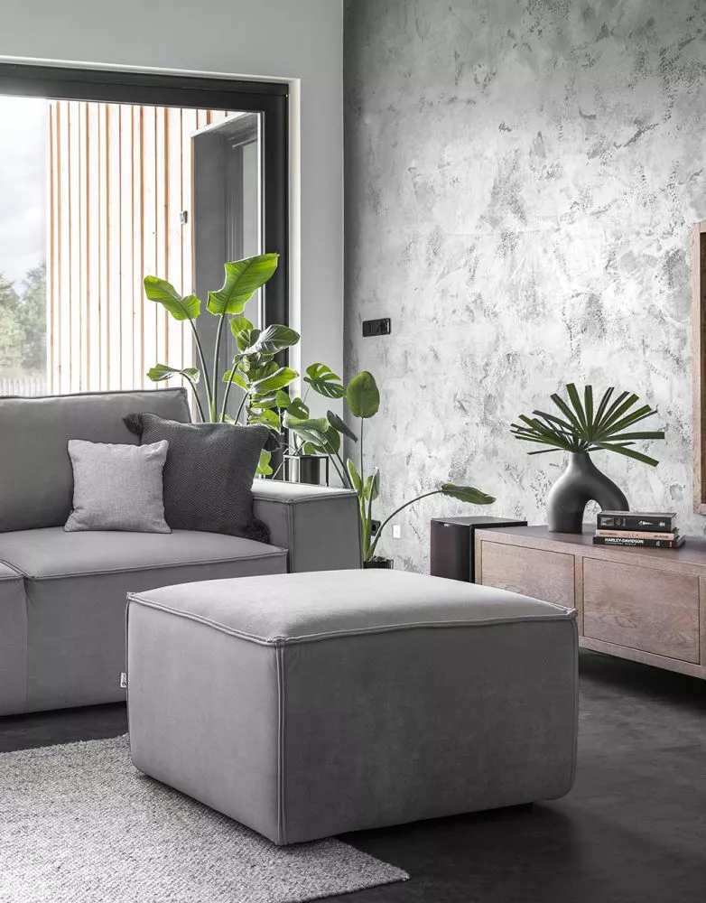 Pufs Silla P Premium Standard Auduma numurs: Velvetmat 04, · Gaiši pelēks · 88 × 45 × 68 cm