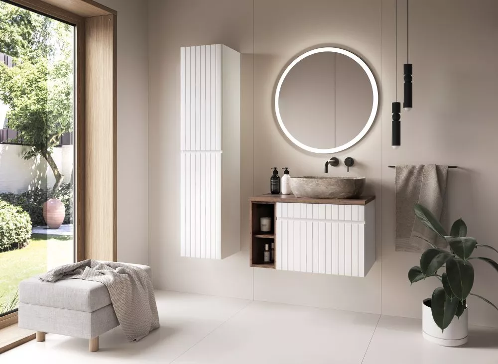 Vannas istabas komplekts Iconic White 1 ar LED · 160 × 46 cm