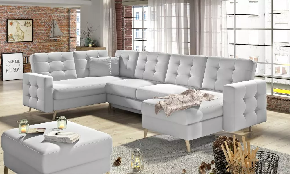 Dīvāns Asgard U Classic standard · Balts · 202 × 320 × 90 cm