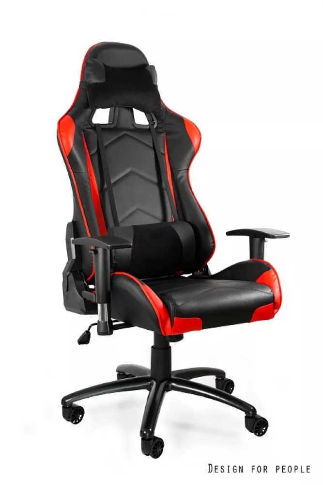 Datorkrēsls Dynamiq V5 Korpusa krāsa: melns, Elementu krāsa: sarkans, Sēdvietas platums: 53 cm, · 67 × 63 × 129 cm