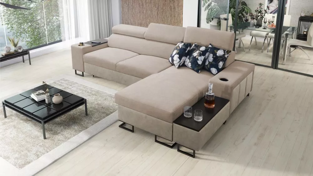Dīvāns Melody 1 Mini Premium Standard · Gaiši brūns + krēma · 170 × 274 × 84 cm