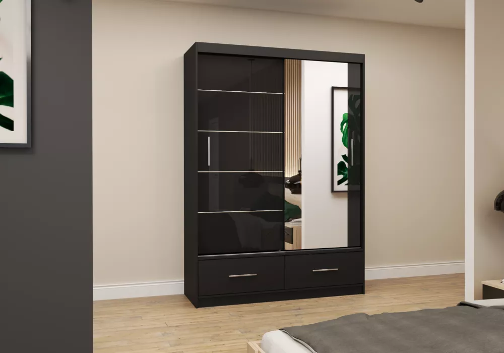 Skapis Florence Gloss · Melns · 150 × 61 × 218 cm