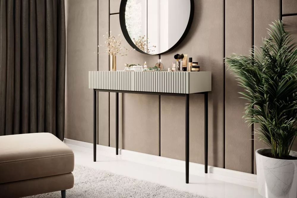 Kosmētikas galds Nicole T100 2SZ Black · Gaiši bēšs · 100 × 82 × 41 cm
