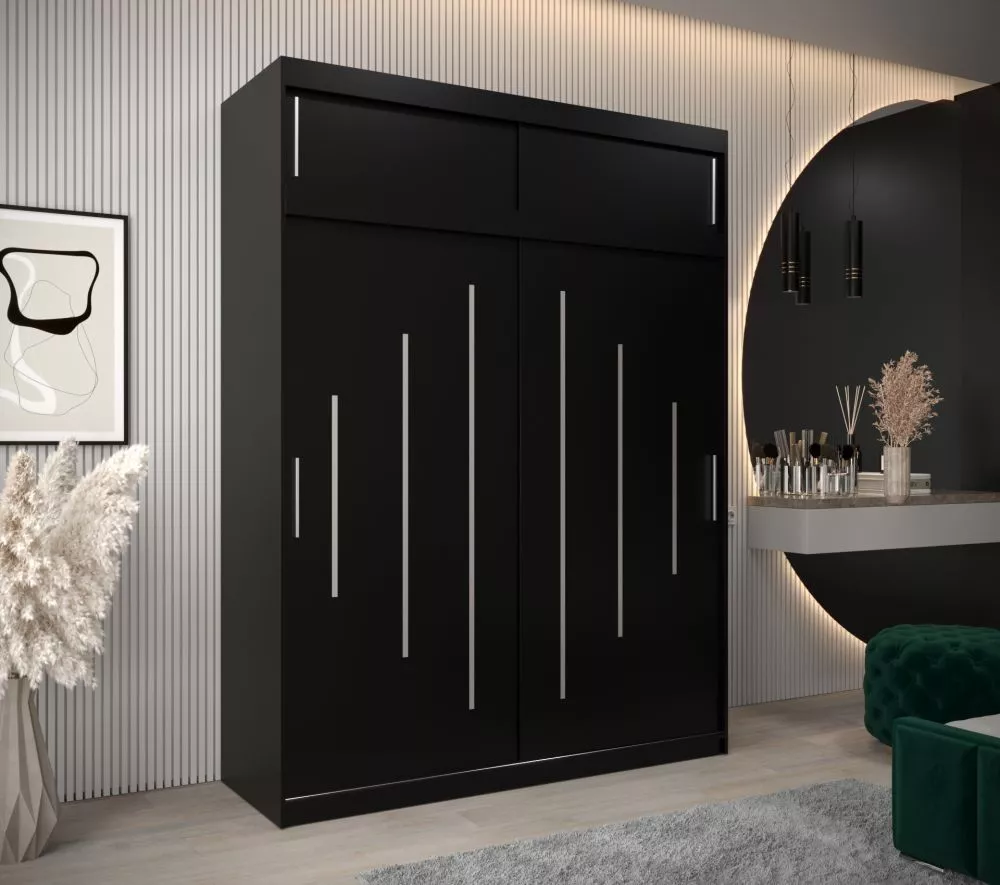 Skapis York Premium · Melns · 180 × 62 × 240 cm