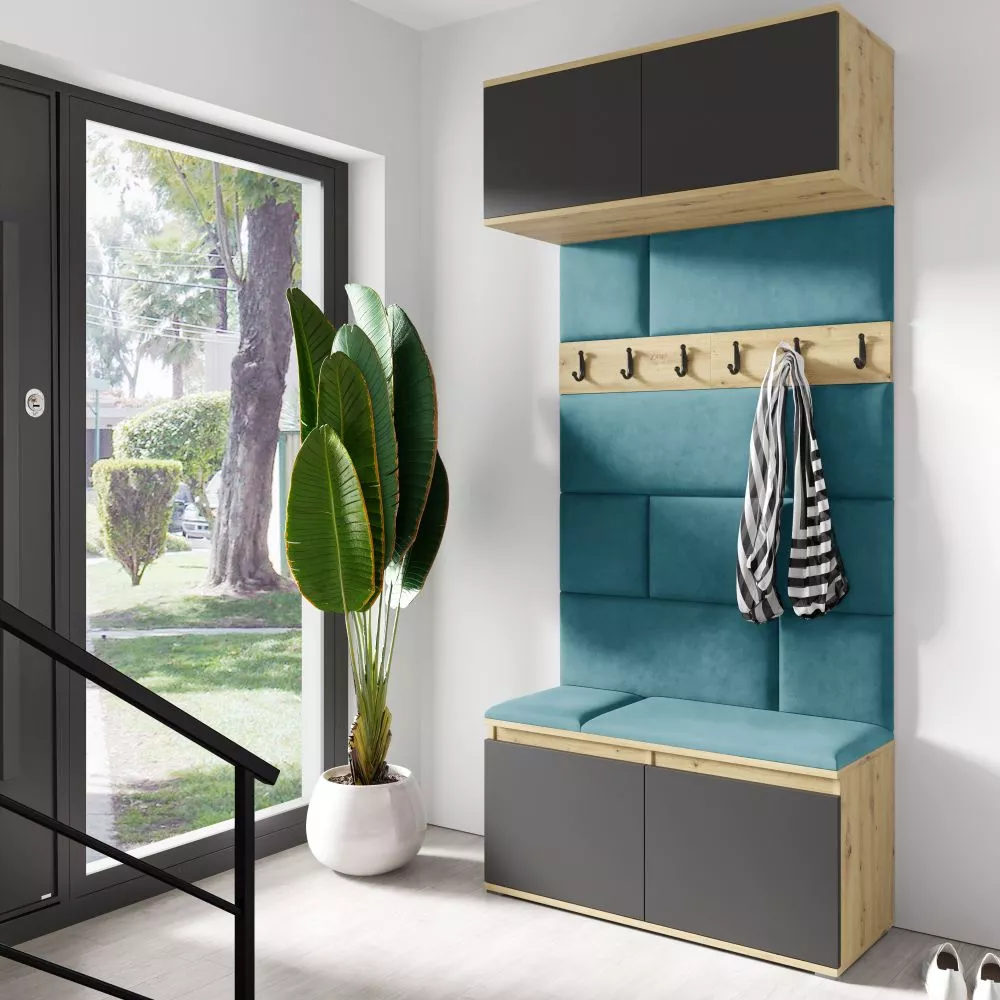 Apavu plaukts Emi 23 Trinity Korpusa krāsa: ozols artisan + melns, · 100 × 225 × 40 cm