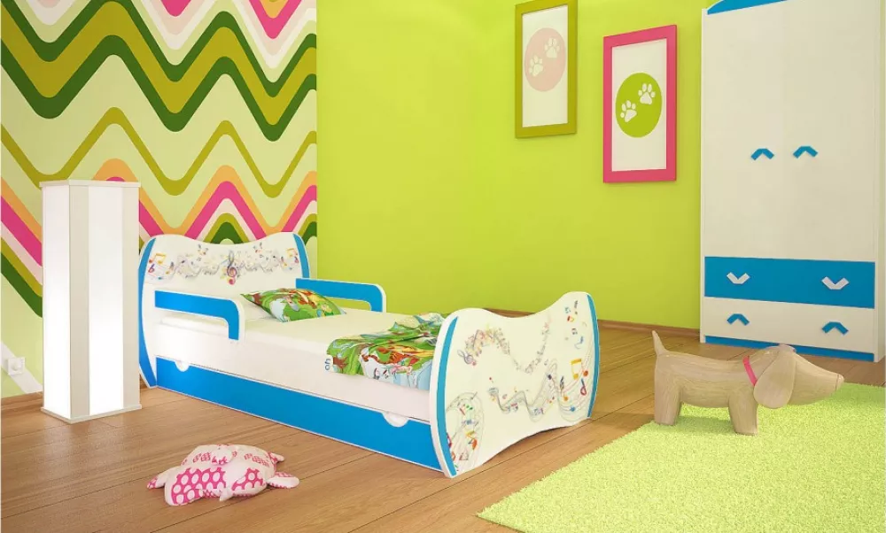Bērnu gulta Dream L02 140x70 DM17 ar stelāžu Guļamvietas platums: 70 cm, Guļamvietas garums: 140 cm, · 94 × 144 × 71 cm