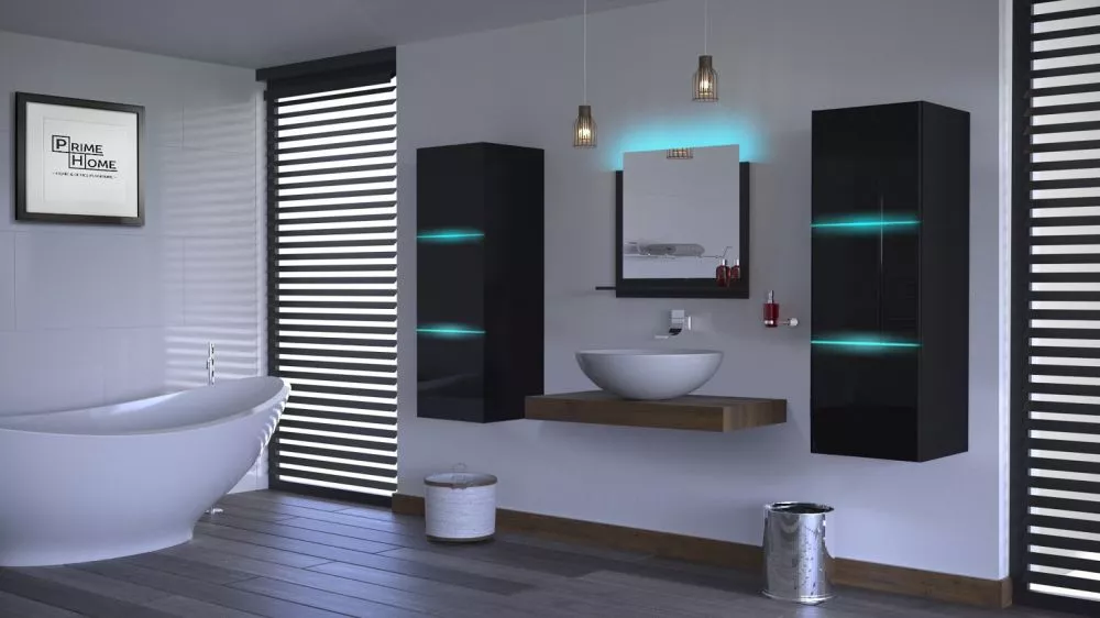 Vannas istabas komplekts Alius 4 ar LED · Melns · 110 × 30 cm