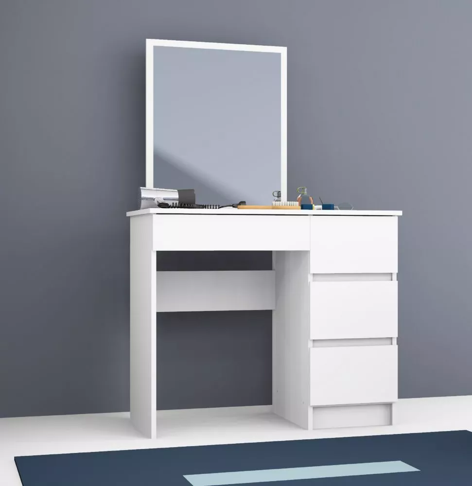 Kosmētikas galds T6 S Right · Balts · 90 × 142 × 50 cm