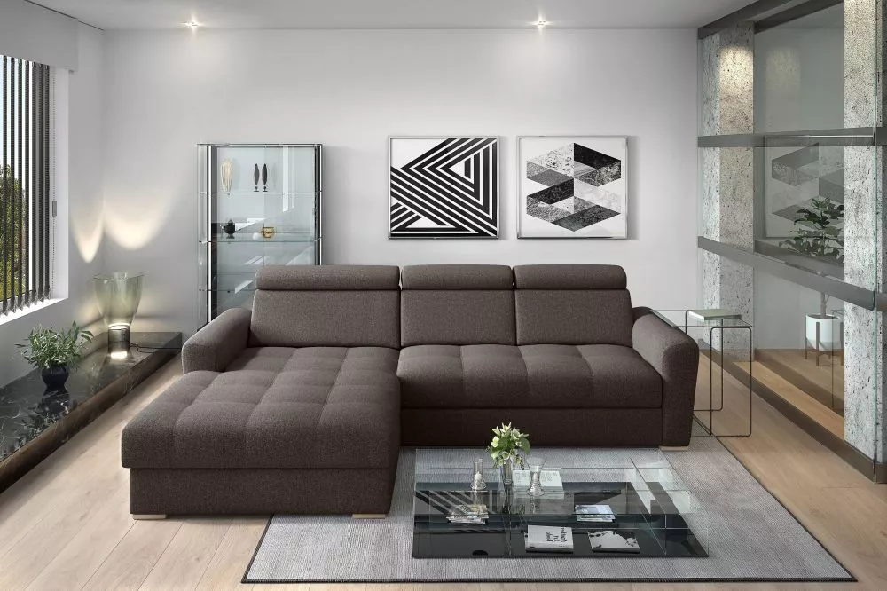 Dīvāns Riva L Standard · Tumši brūns · 189 × 295 × 91 cm