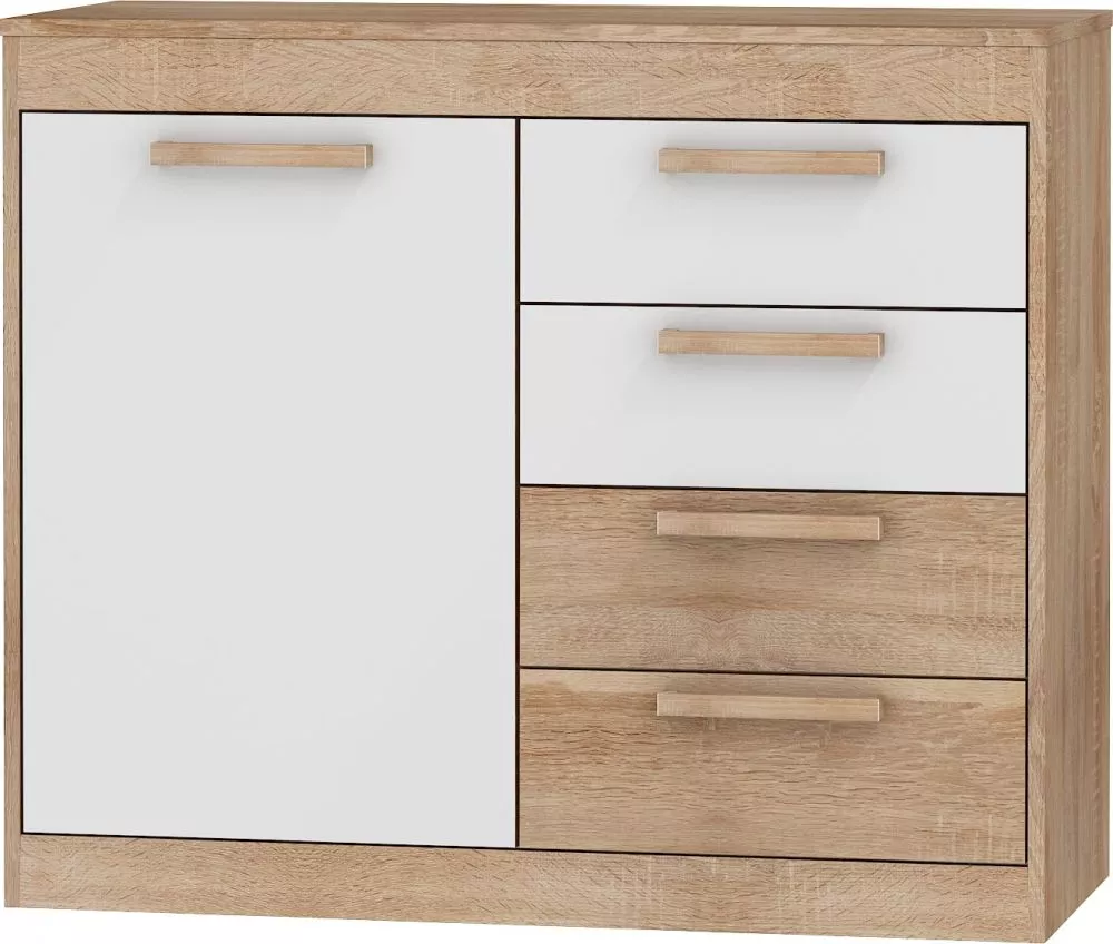 Kumode Maximus MXS 07 · Sonoma + balts spīdums · 100 × 41.4 × 84.7 cm