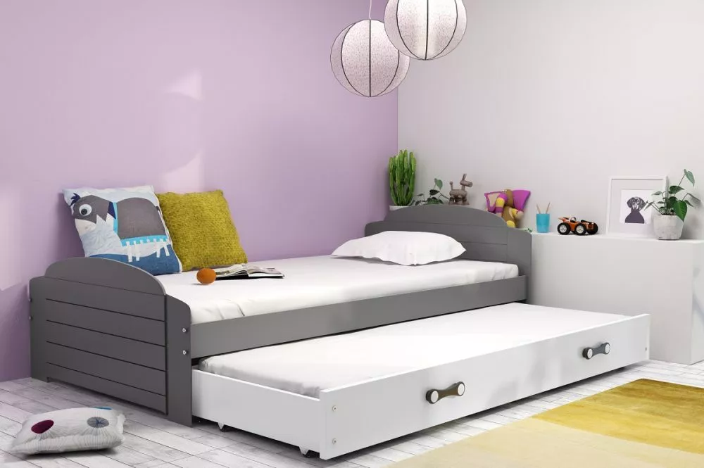 Bērnu gulta Lili Trundle Graphite ar stelāžu Guļamvietas platums: 90 cm, Guļamvietas garums: 200 cm, · 97 × 206 cm
