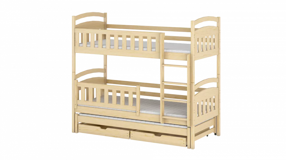 Bērnu gulta Blanka ar stelāžām Guļamvietas platums: 90 cm, Guļamvietas garums: 200 cm, · Priede · 97 × 208 × 164 cm